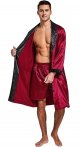 Men’s Satin Robe Lightweight Long Sleeve Silk Kimono Bathrobe with Shorts Set Sleepwear