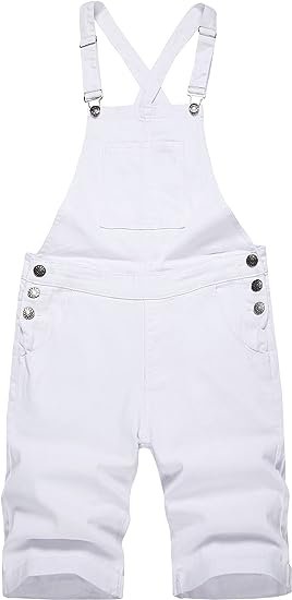 Mens Denim Shorts Bib Overalls Casual Summer Jumpsuit with Pockets