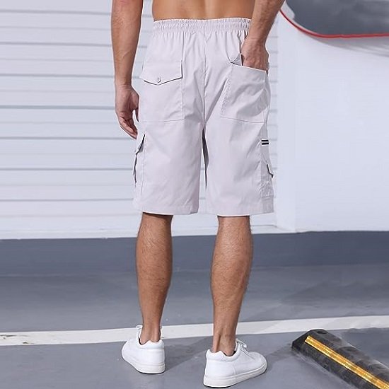 Men's Cargo Shorts Elastic Waist Outdoor Jogger SweatShorts with Multi-Pocket